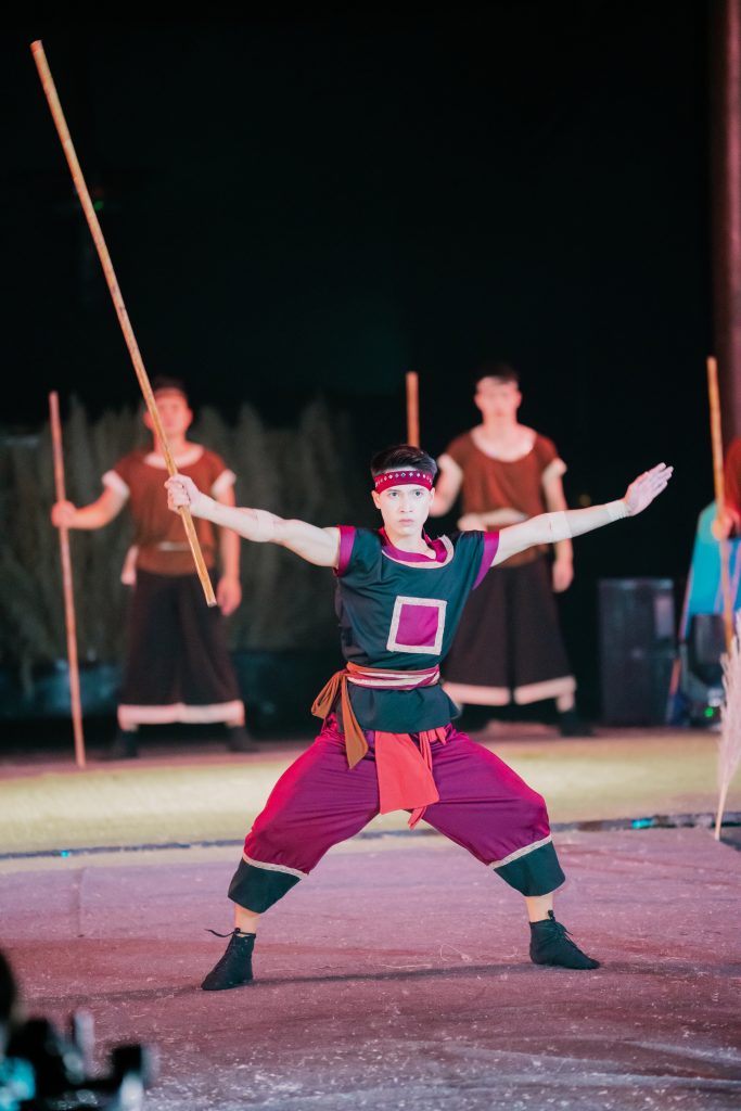Hero of the Reed Flags immersive show fire acrobatics at Hoa Lu Ninh Binh night
